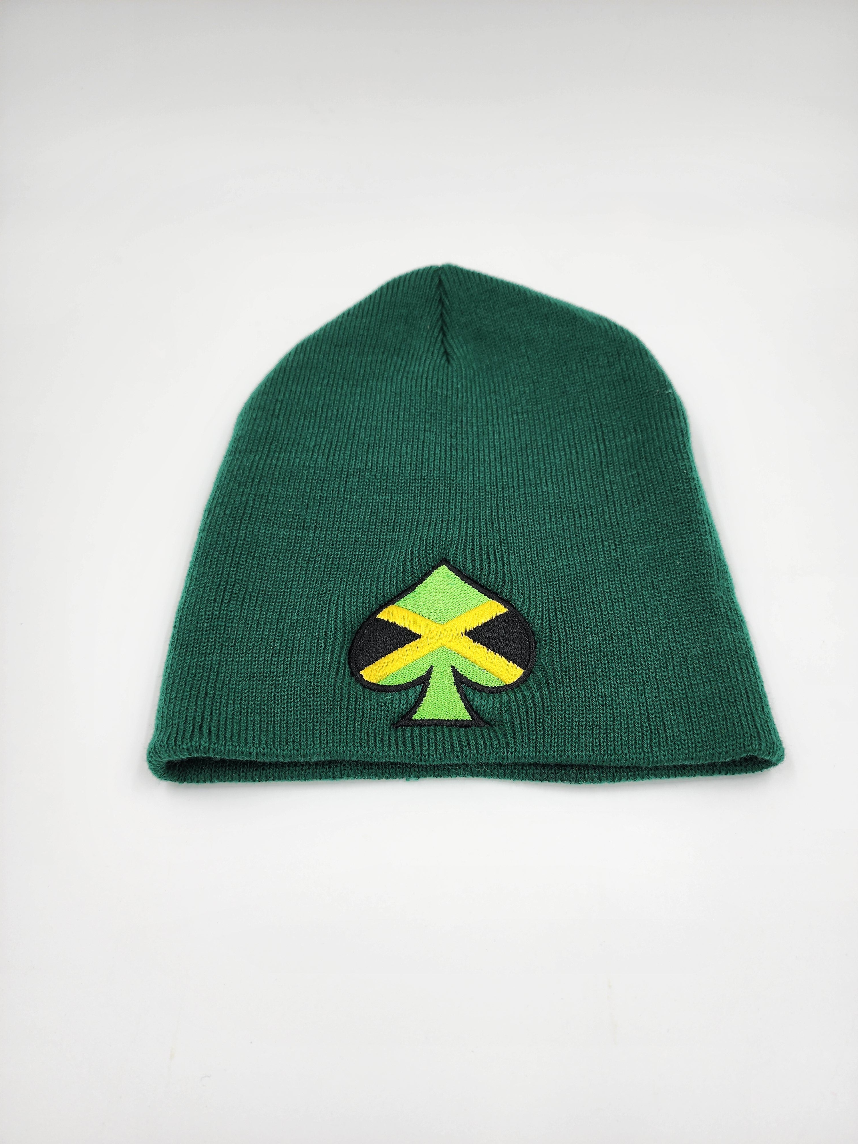 Green Jamaican Flag Ace of Spades Beanie