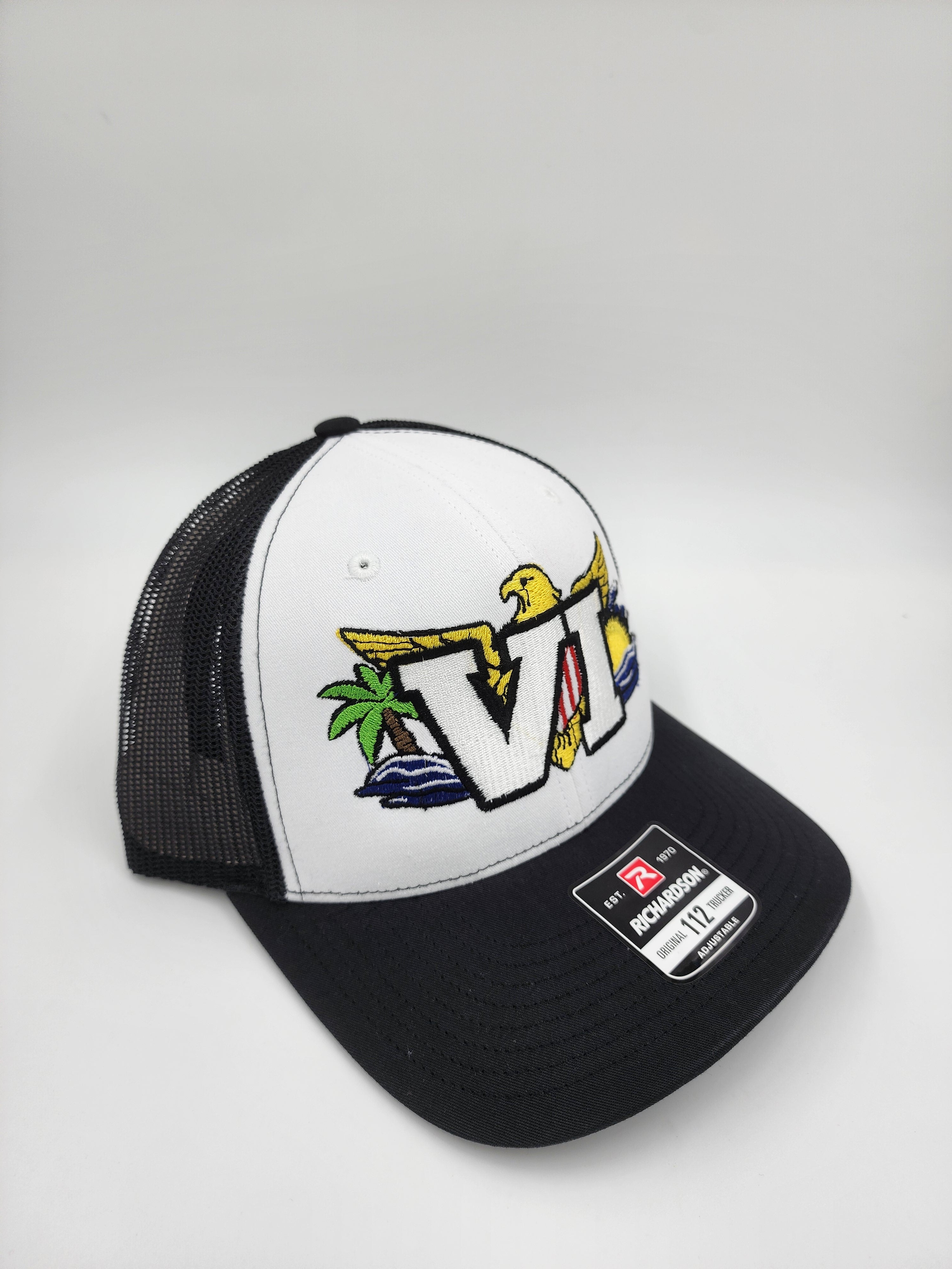 Black/White Virgin Islands VI Eagle Trucker Hat – Richardson 112