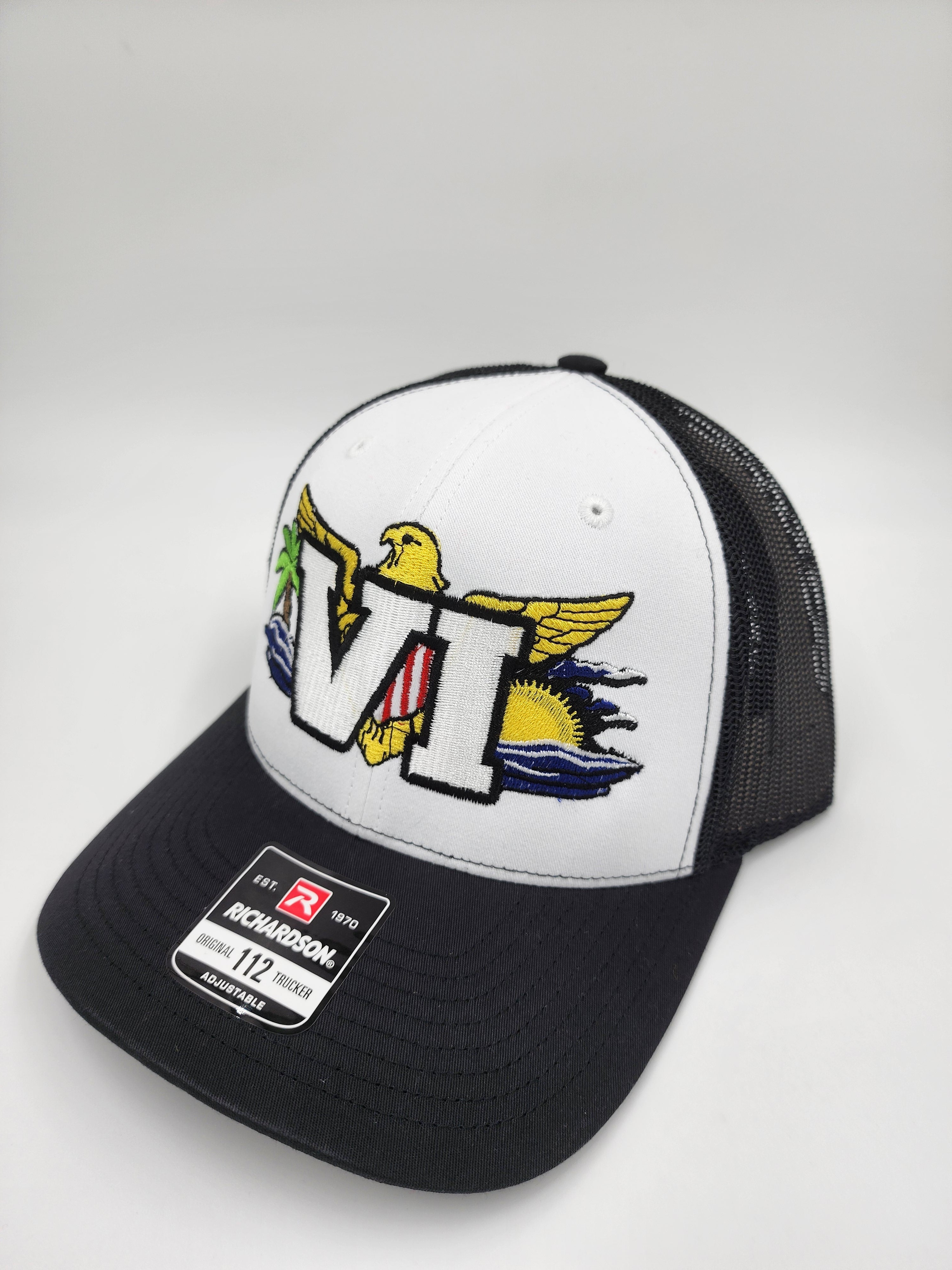 Black/White Virgin Islands VI Eagle Trucker Hat – Richardson 112