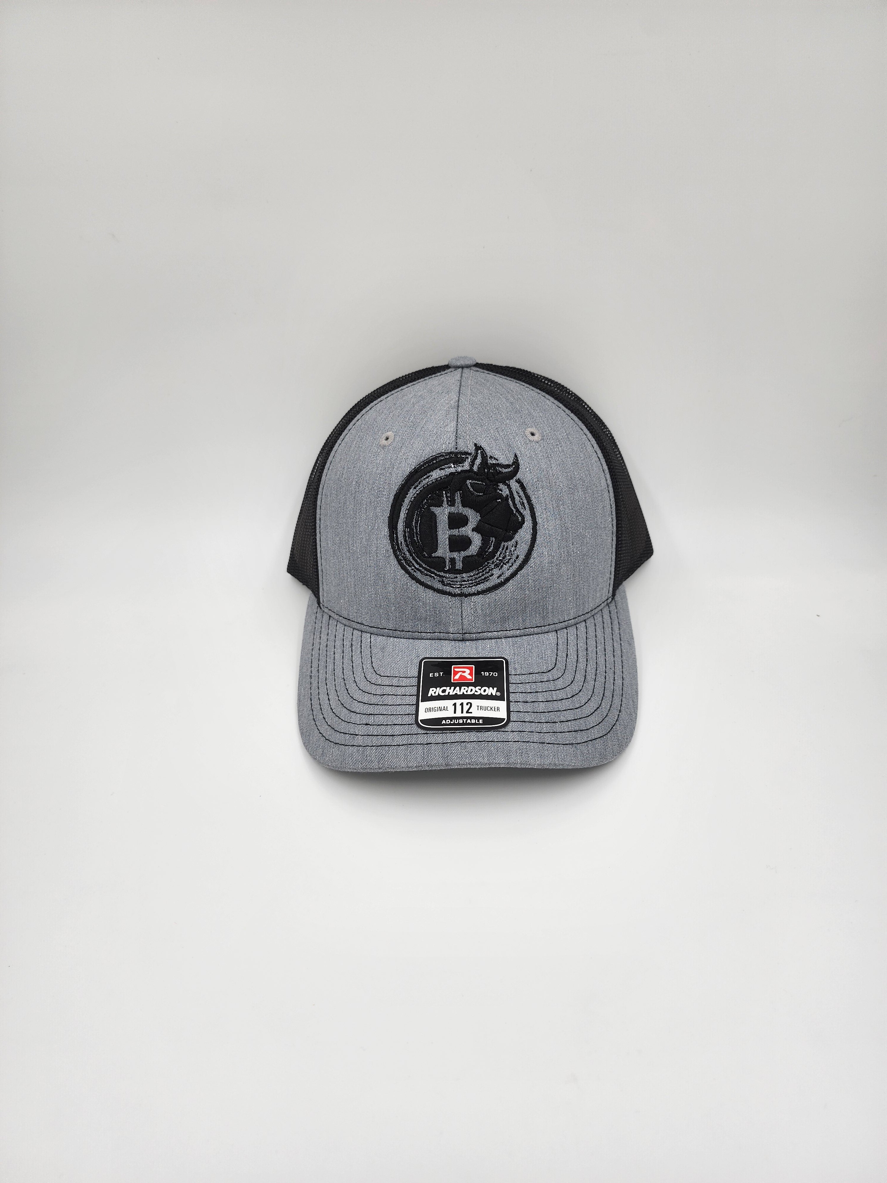 Bull Bitcoin Emblem Trucker Hat – Gray & Black | Richardson 112