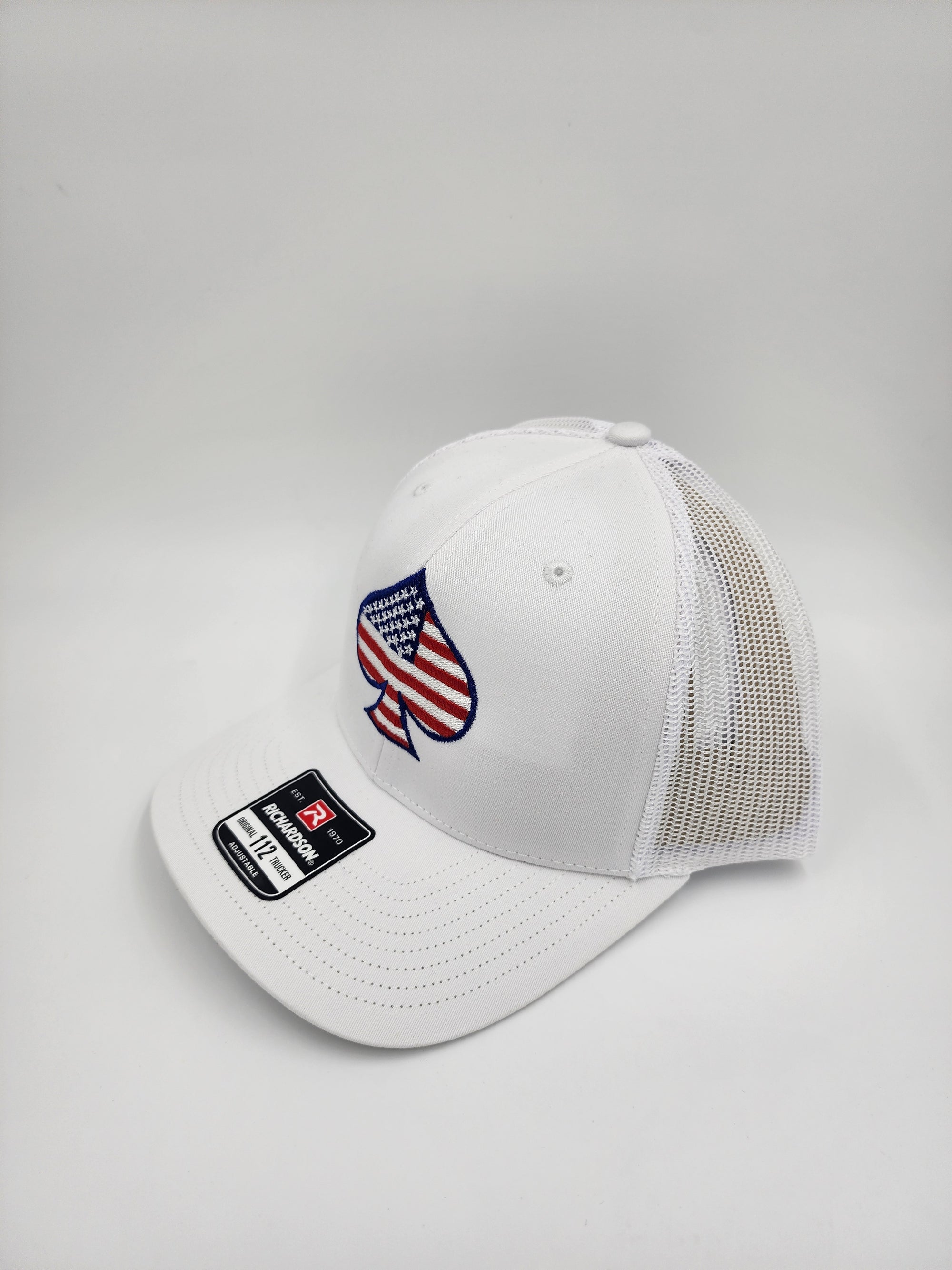 White/White American Flag Ace of Spades Trucker Hat – White Richardson 112
