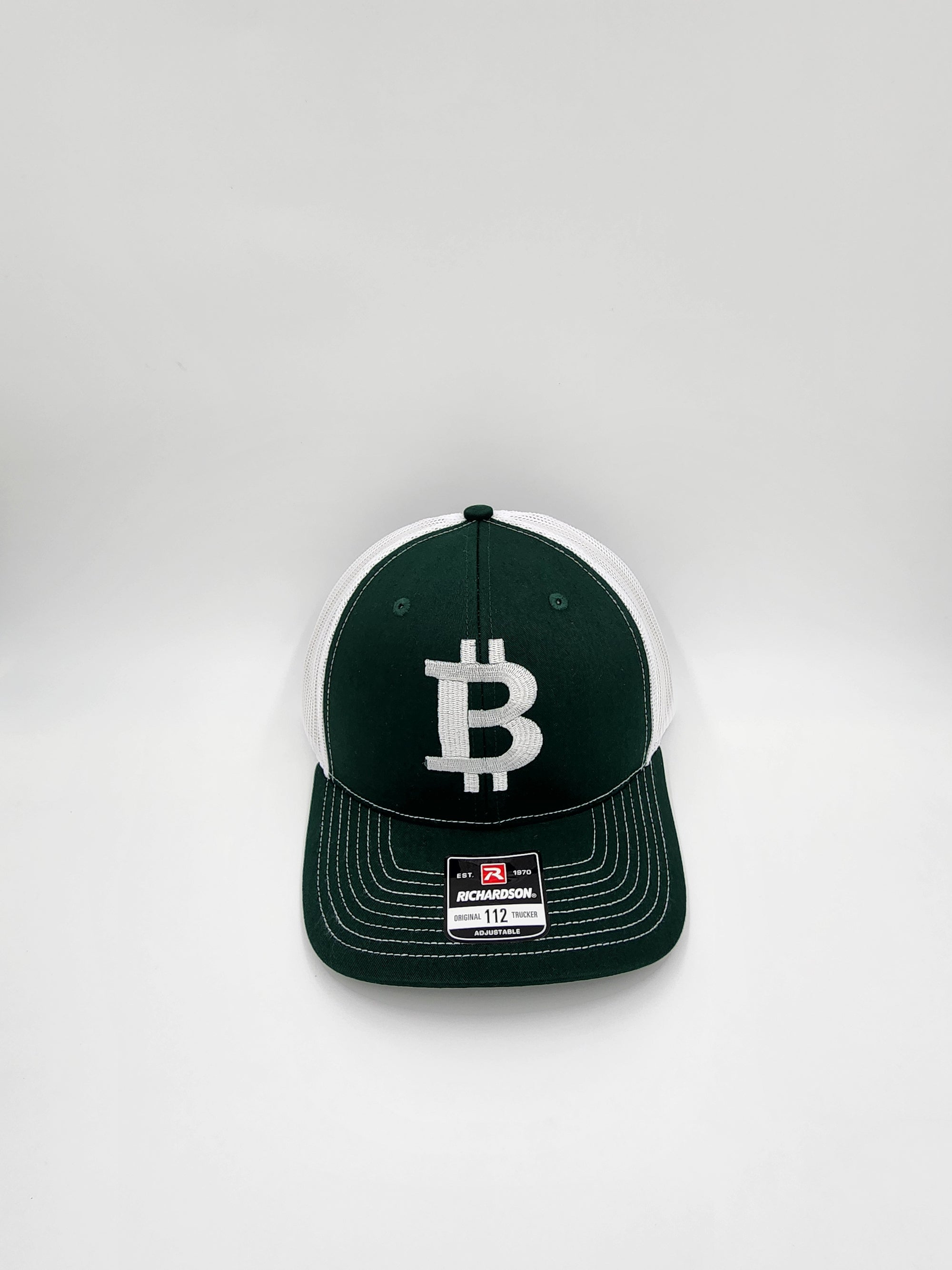 Green/White Classic Bitcoin “₿” Trucker Hat – Richardson 112