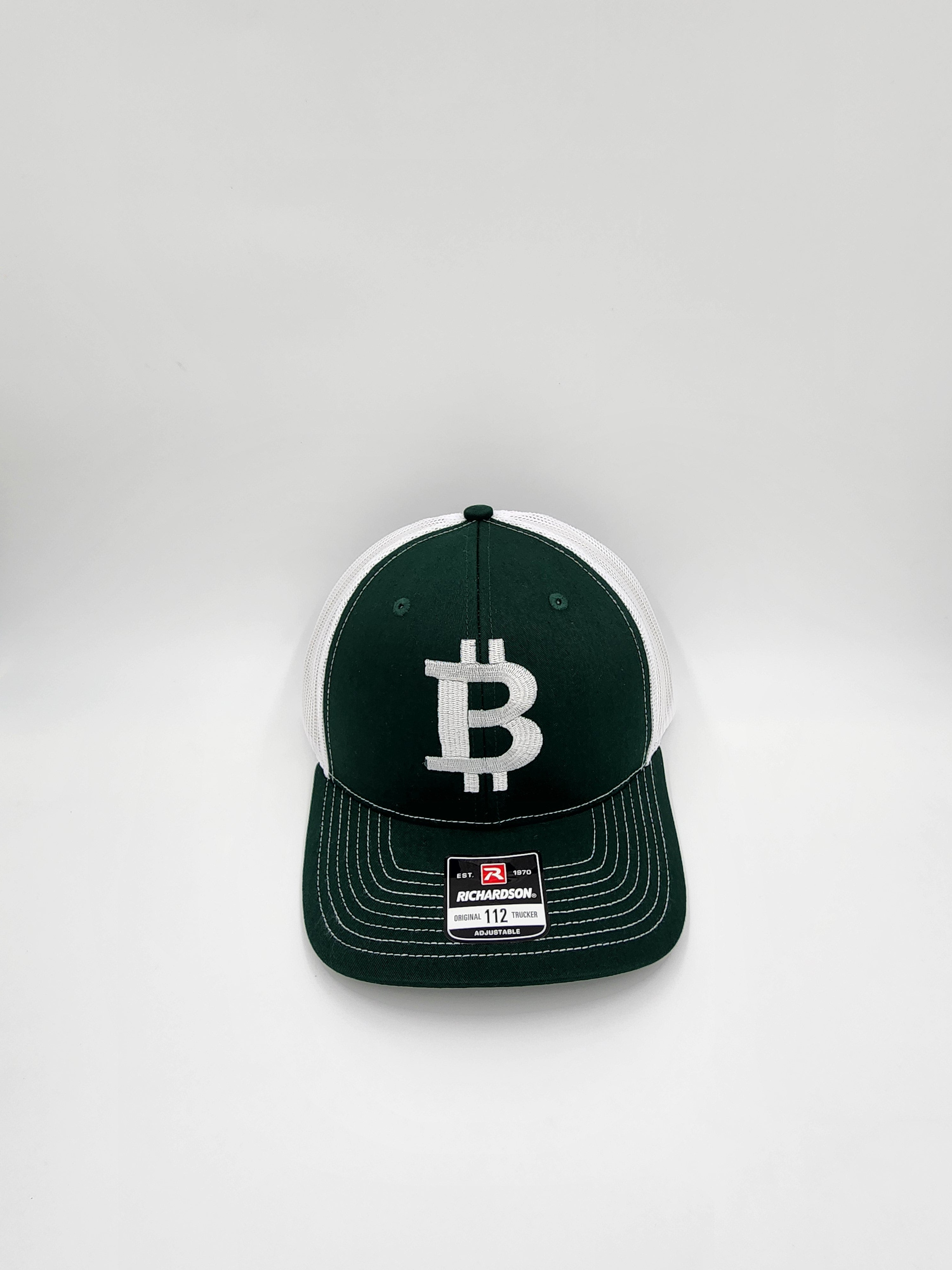 Green/White Classic Bitcoin “₿” Trucker Hat – Richardson 112