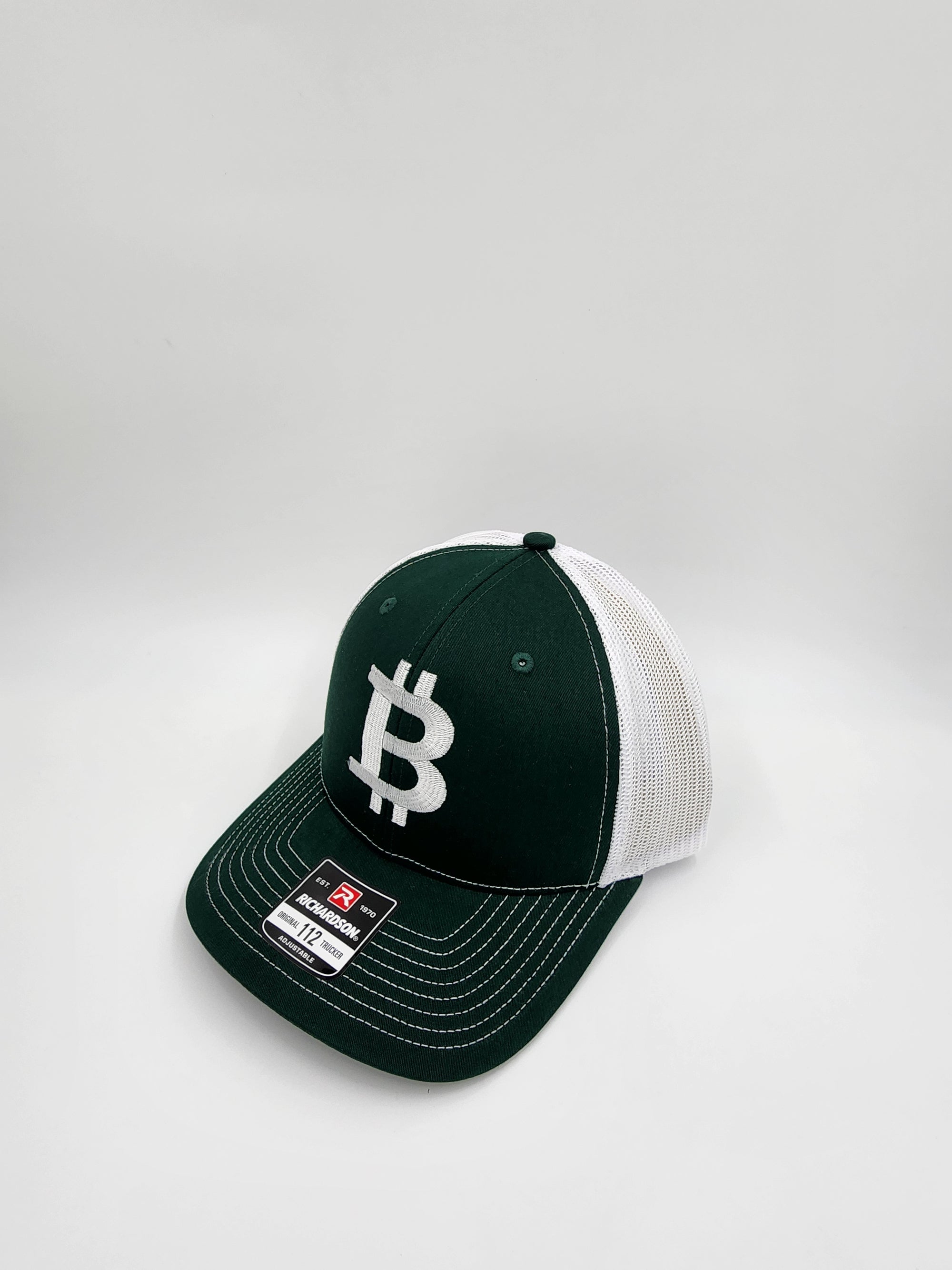 Green/White Classic Bitcoin “₿” Trucker Hat – Richardson 112