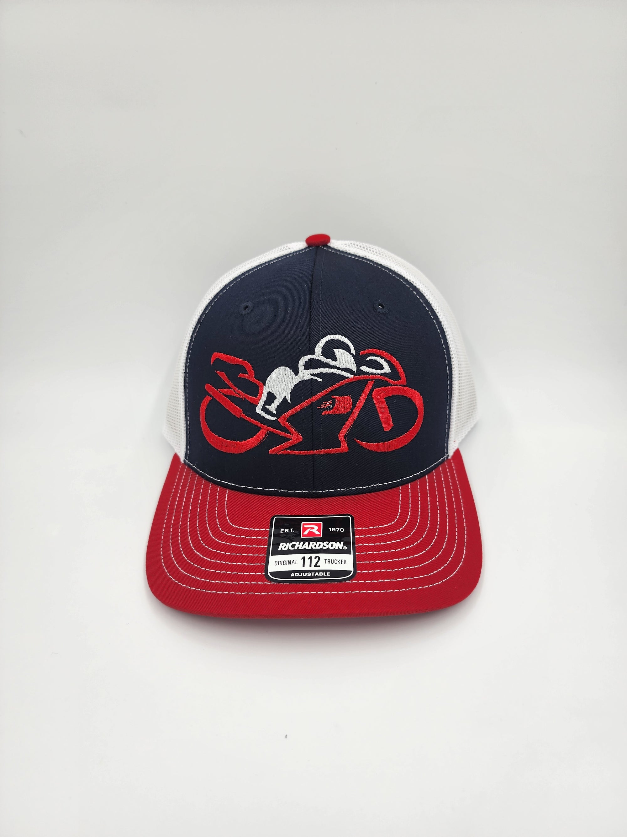 Speed Rider Trucker Hat – Red, White & Navy Performance Style