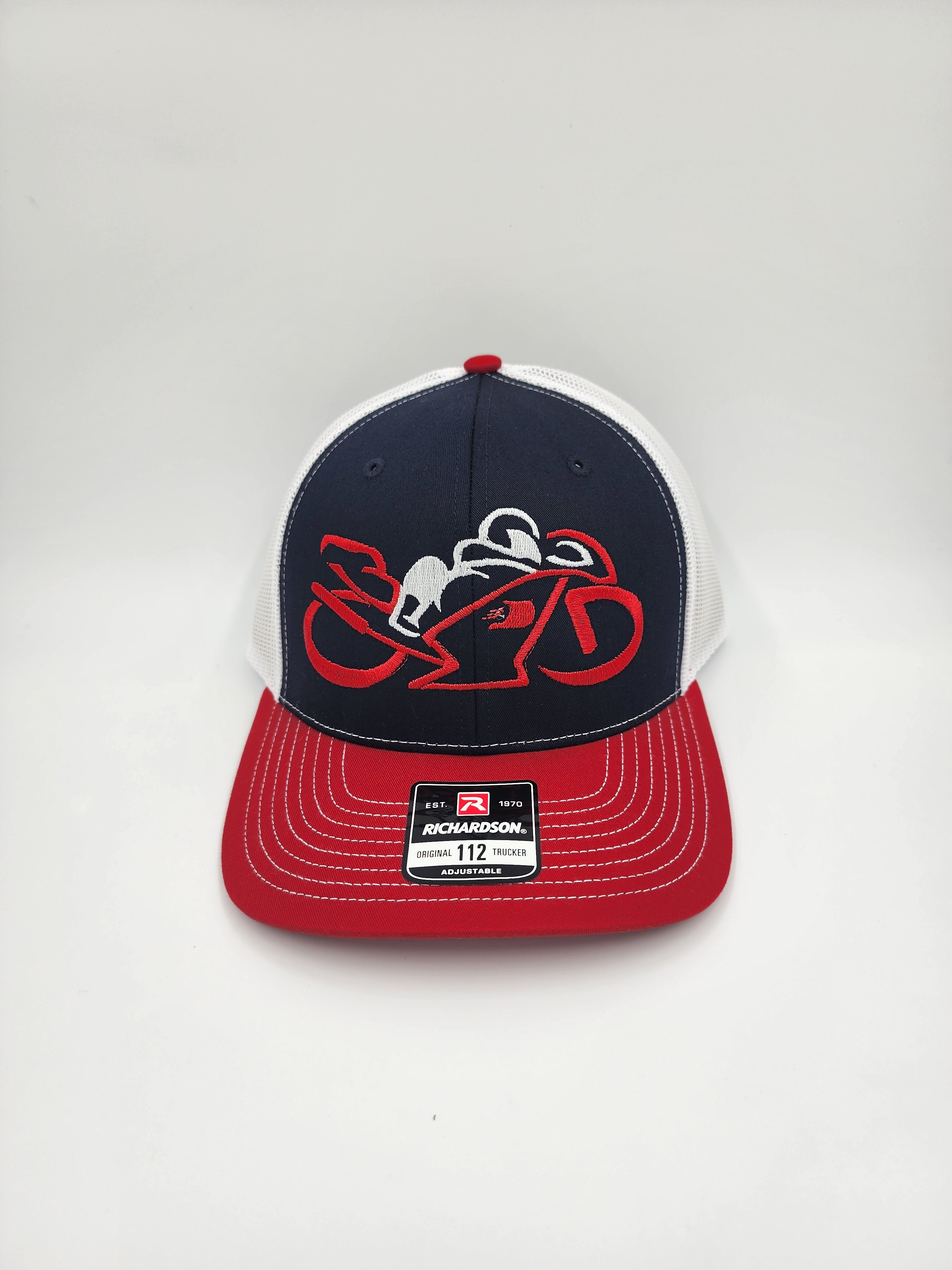 Speed Rider Trucker Hat – Red, White & Navy Performance Style
