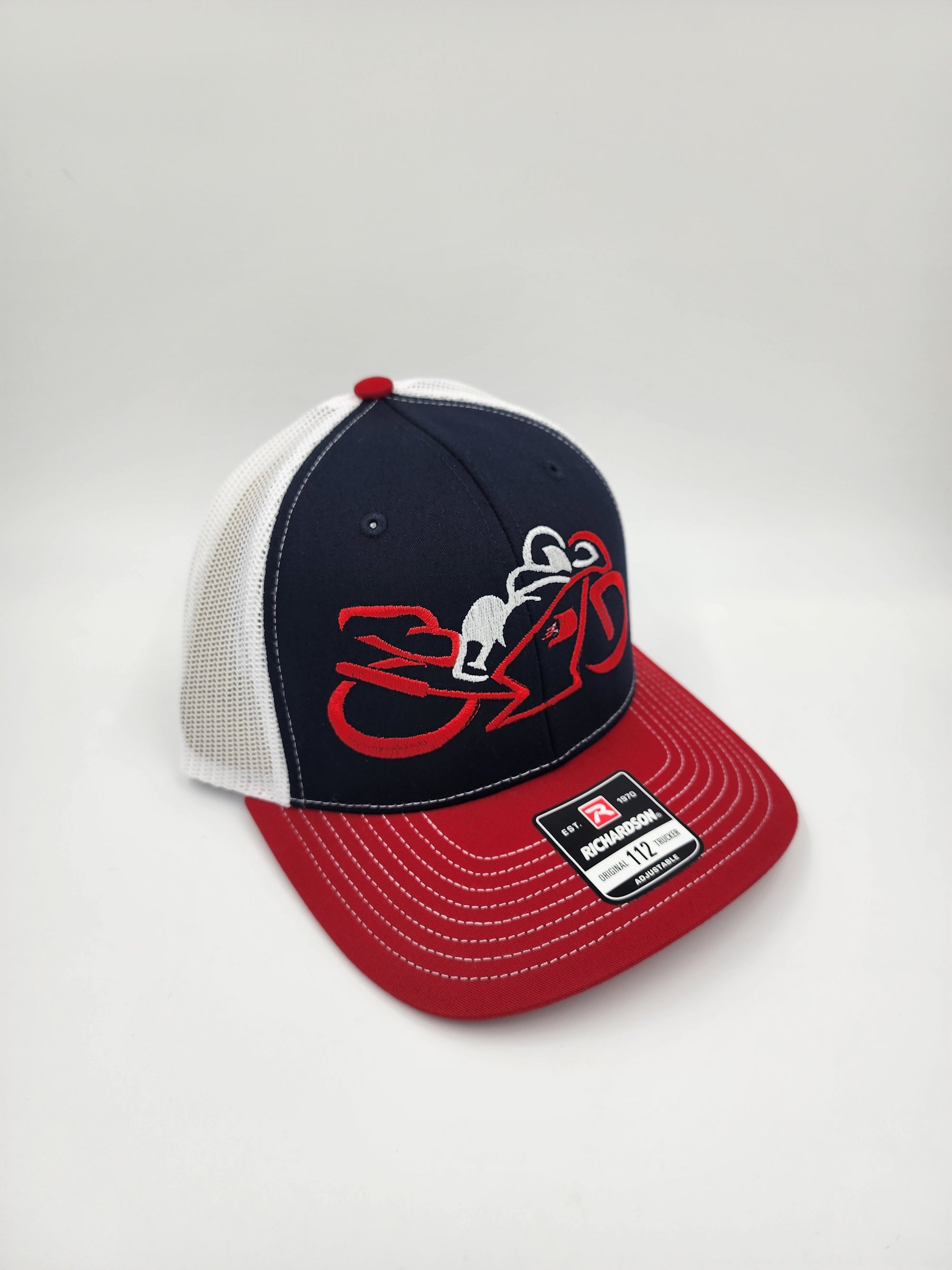 Speed Rider Trucker Hat – Red, White & Navy Performance Style