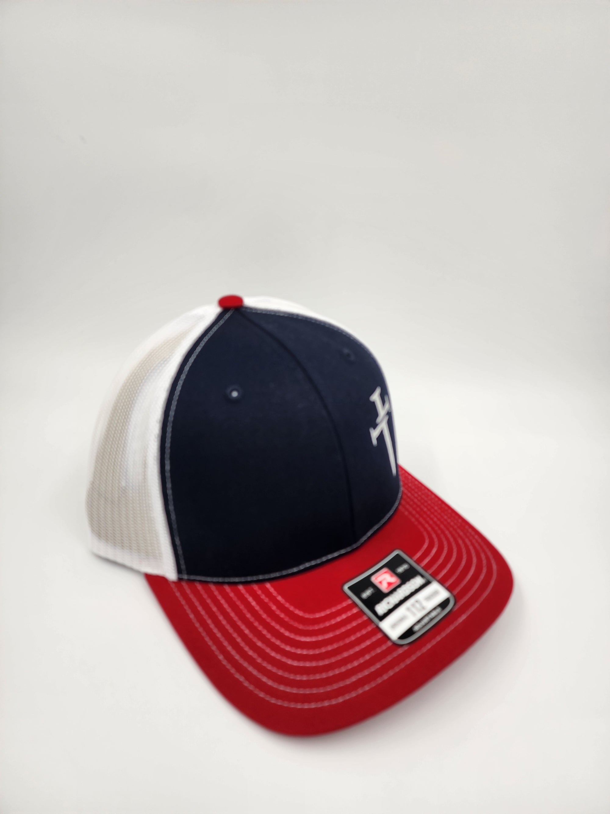 Faith & Steel Trucker Hat – Navy, Red & White - Richardson 112