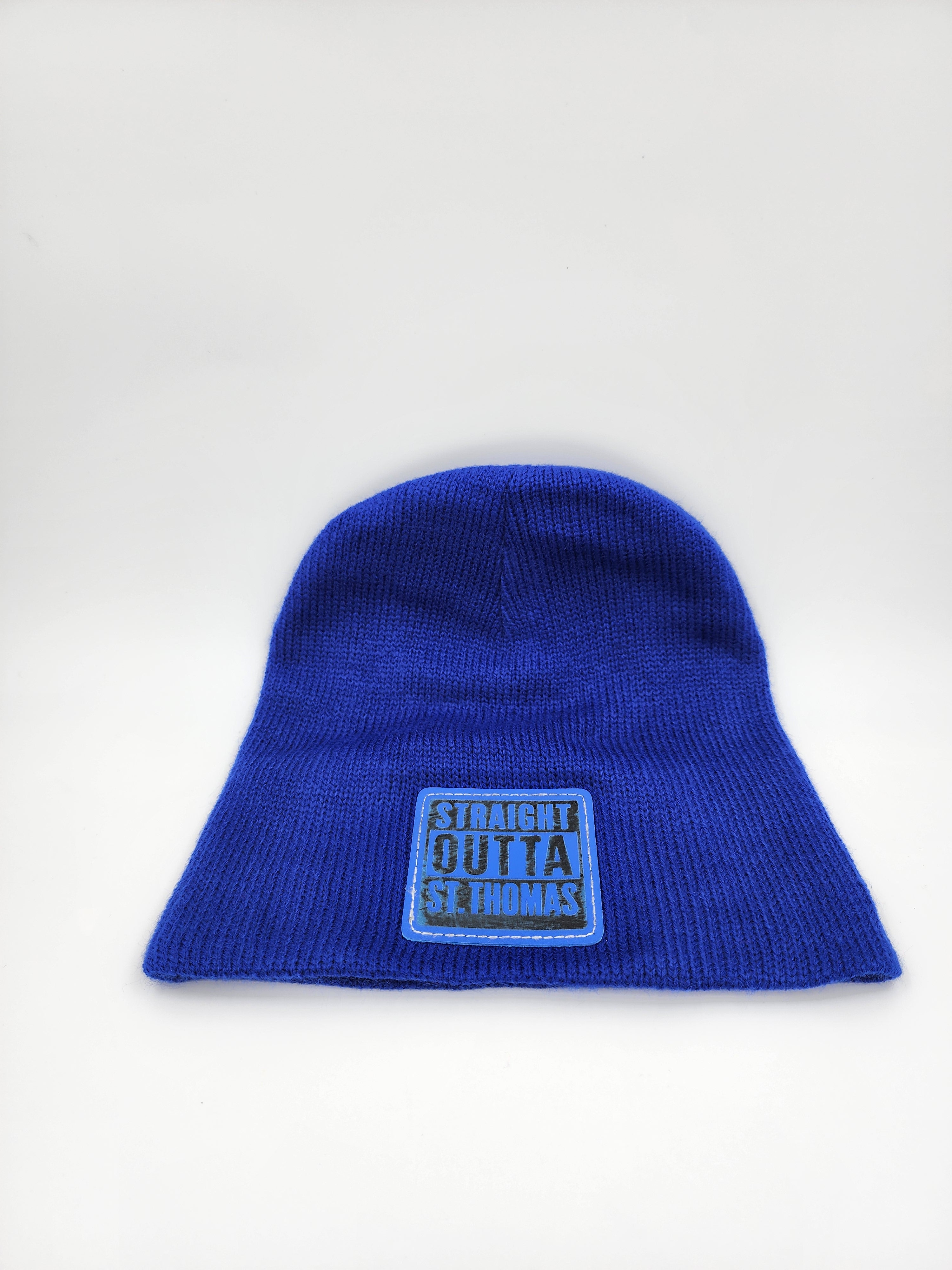 Straight Outta St. Thomas Blue Knit Beanie – USVI Island Pride Hat