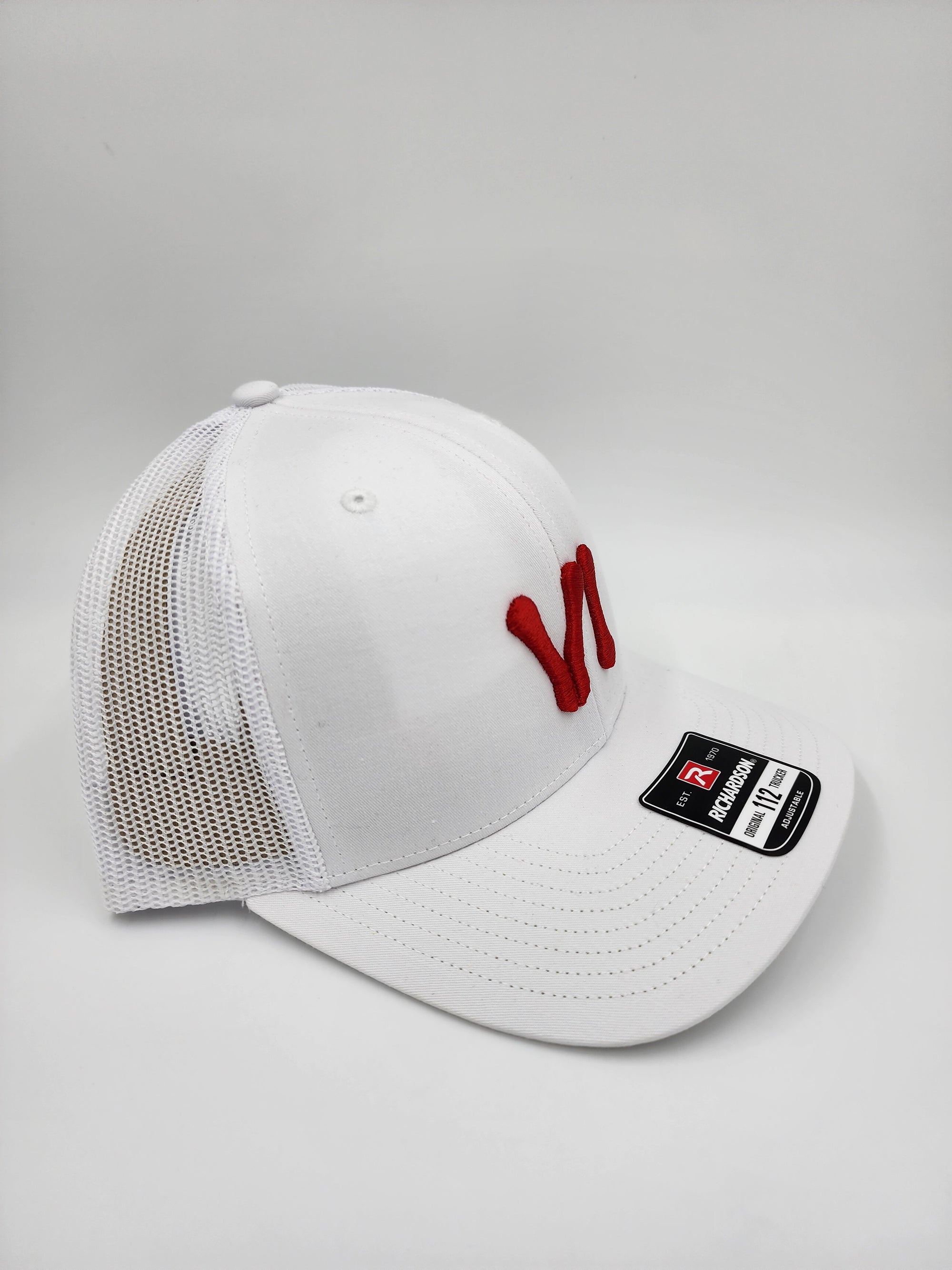 VI Bloodline Trucker Hat – Red Puff Embroidery on White Richardson 112