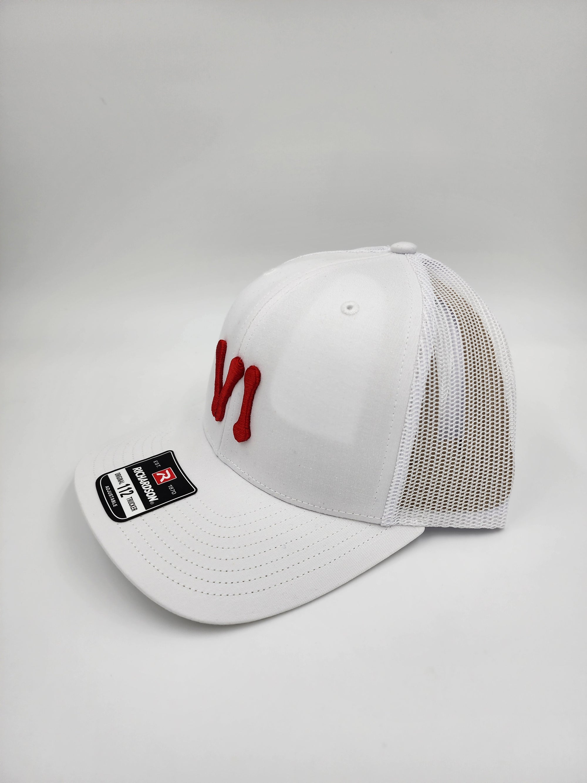 VI Bloodline Trucker Hat – Red Puff Embroidery on White Richardson 112