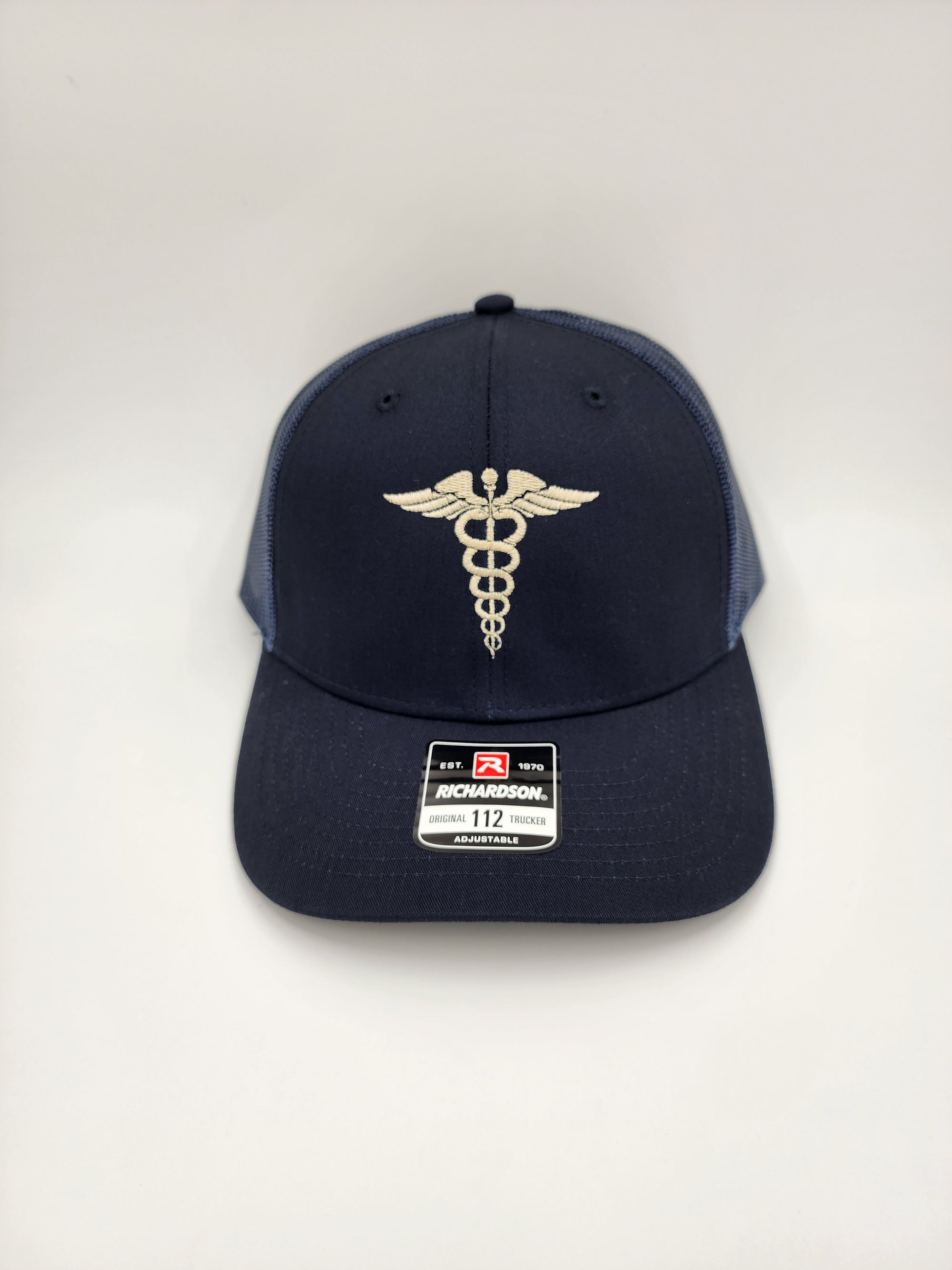 Classic Medical Caduceus Trucker Hat – Navy Blue Richardson 112