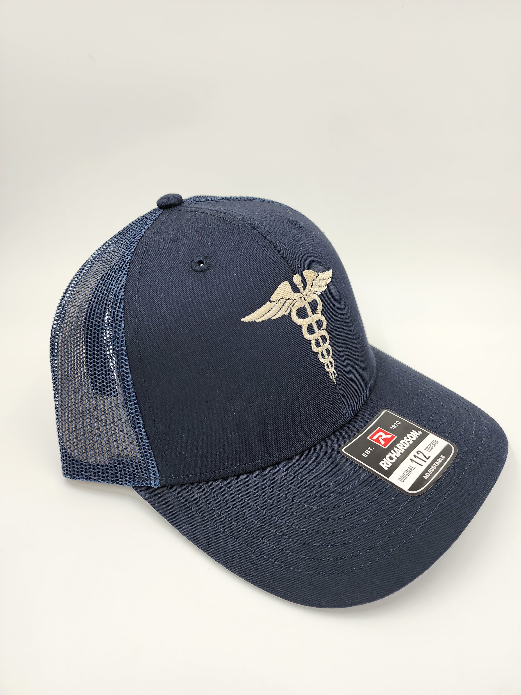 Classic Medical Caduceus Trucker Hat – Navy Blue Richardson 112