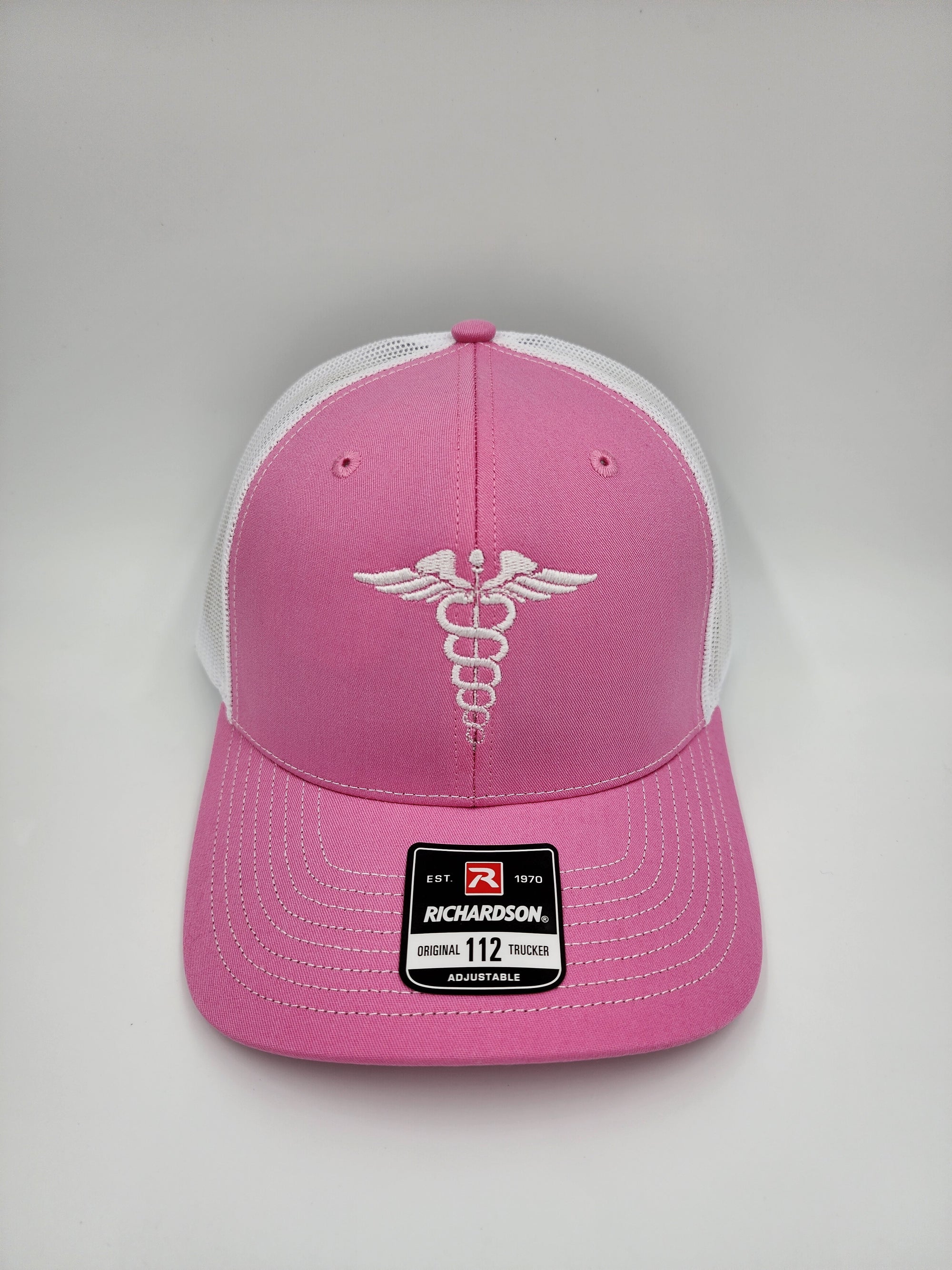 Pink Caduceus Trucker Hat – Richardson 112 | Healthcare & Medical Symbol Cap