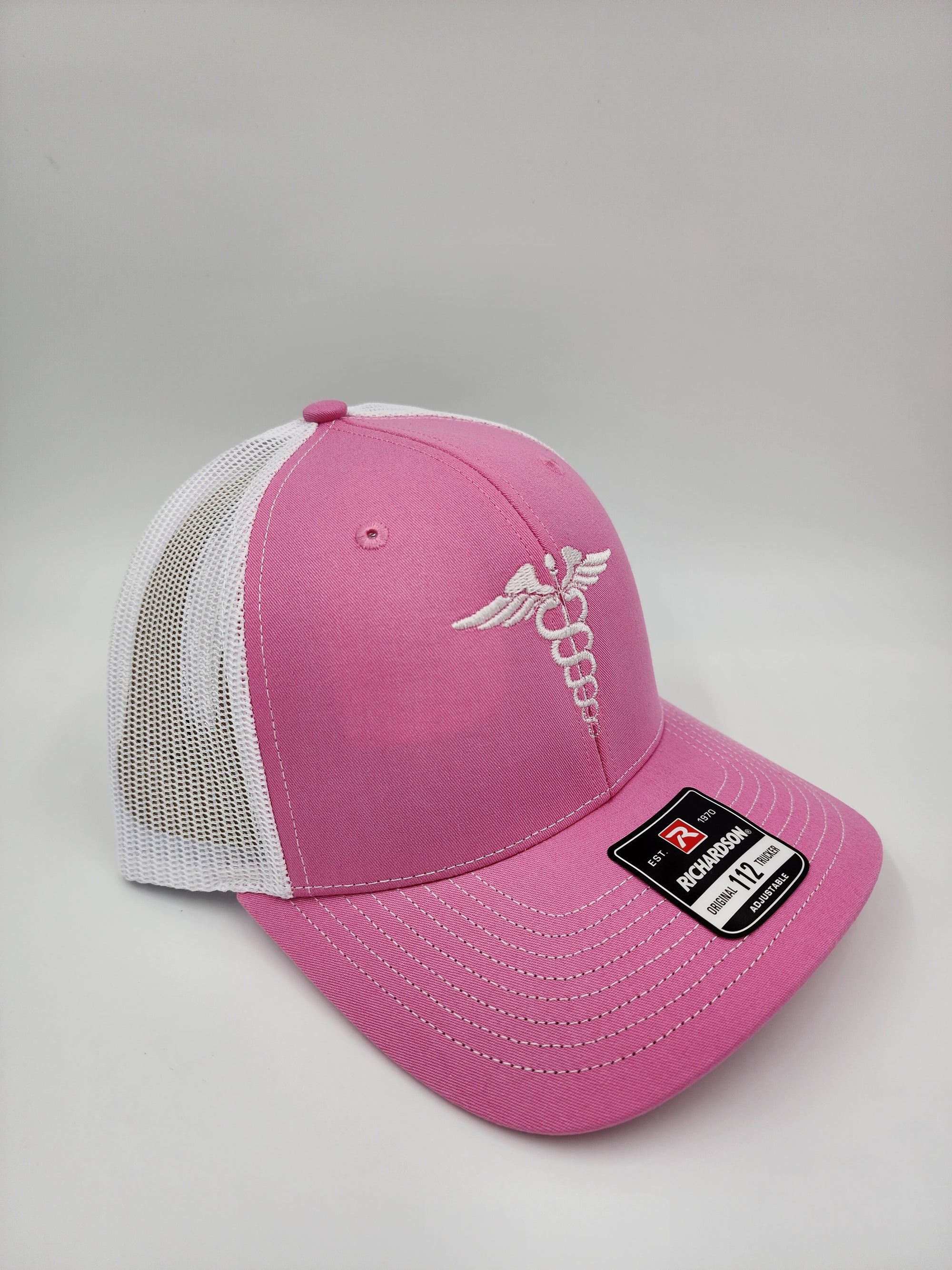 Pink Caduceus Trucker Hat – Richardson 112 | Healthcare & Medical Symbol Cap