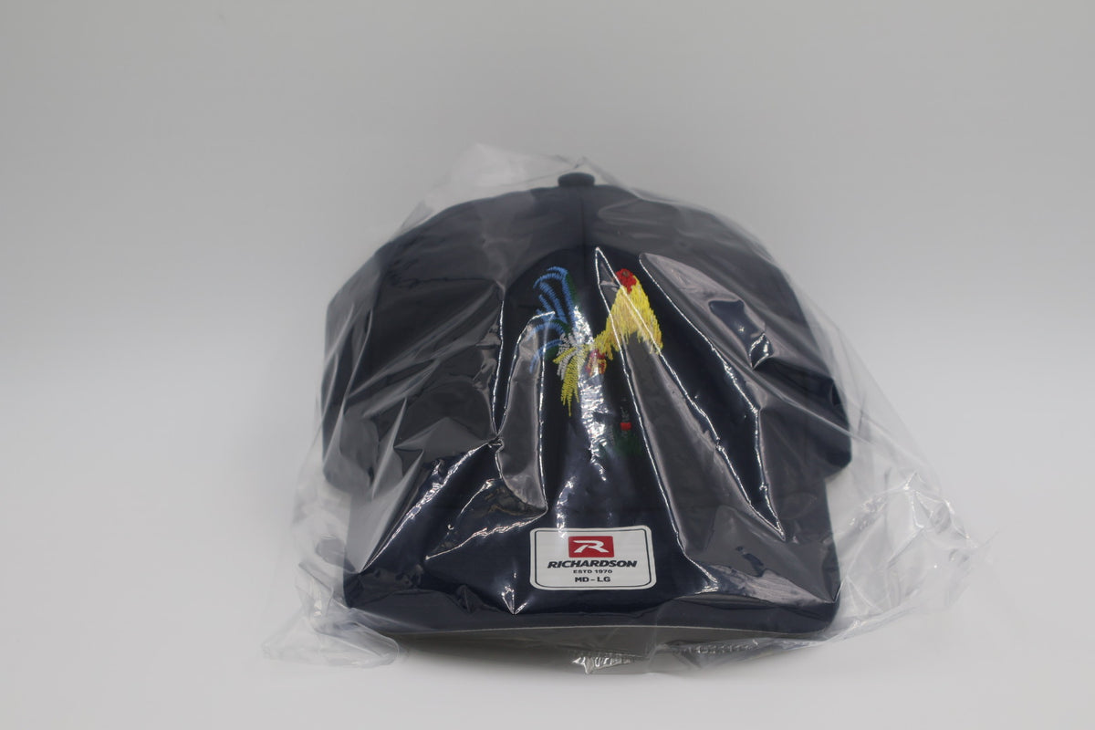 Colorful Rooster Embroidered Navy Blue Richardson Hat – Premium Yard Fowl Baseball Cap