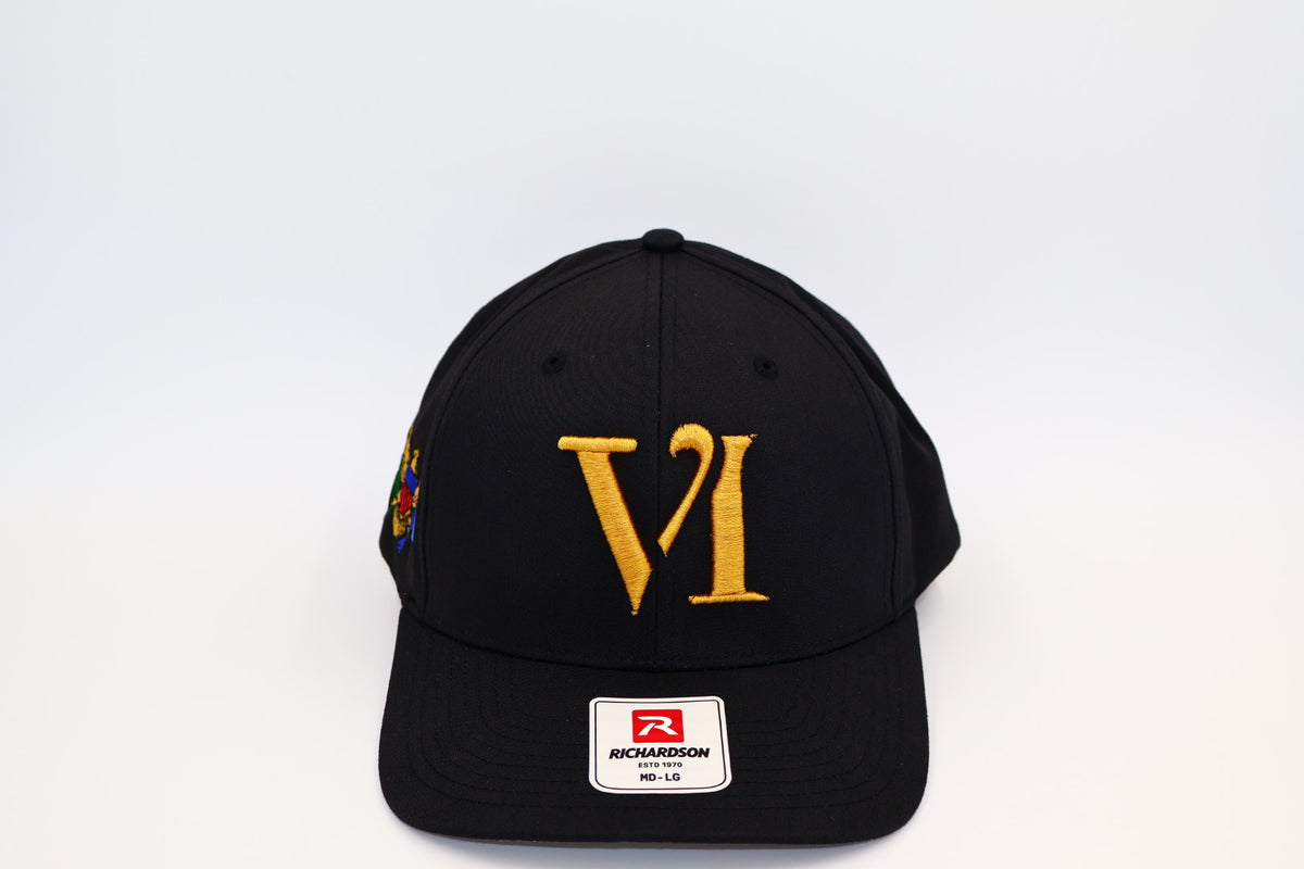 Black & Gold VI Embroidered Snapback Hat – Richardson Cap | Island Pride Collection