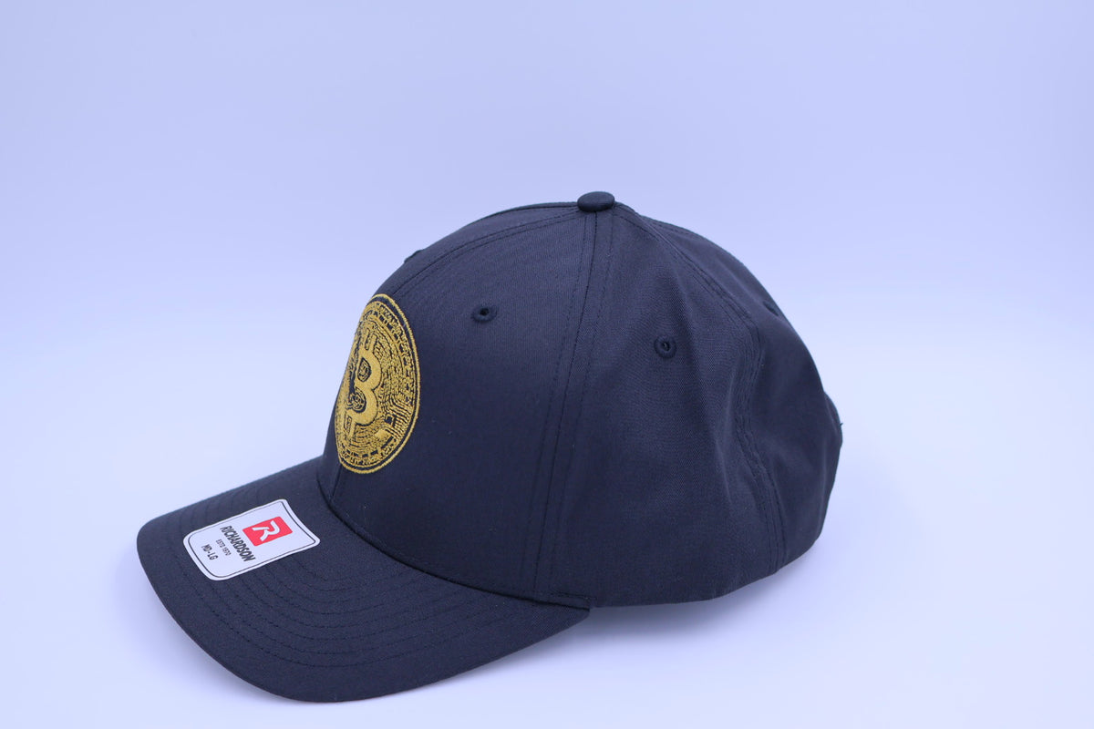 Bitcoin Bull HODL Embroidered Hat – Black & Gold Richardson 212 Snapback | Crypto Collection